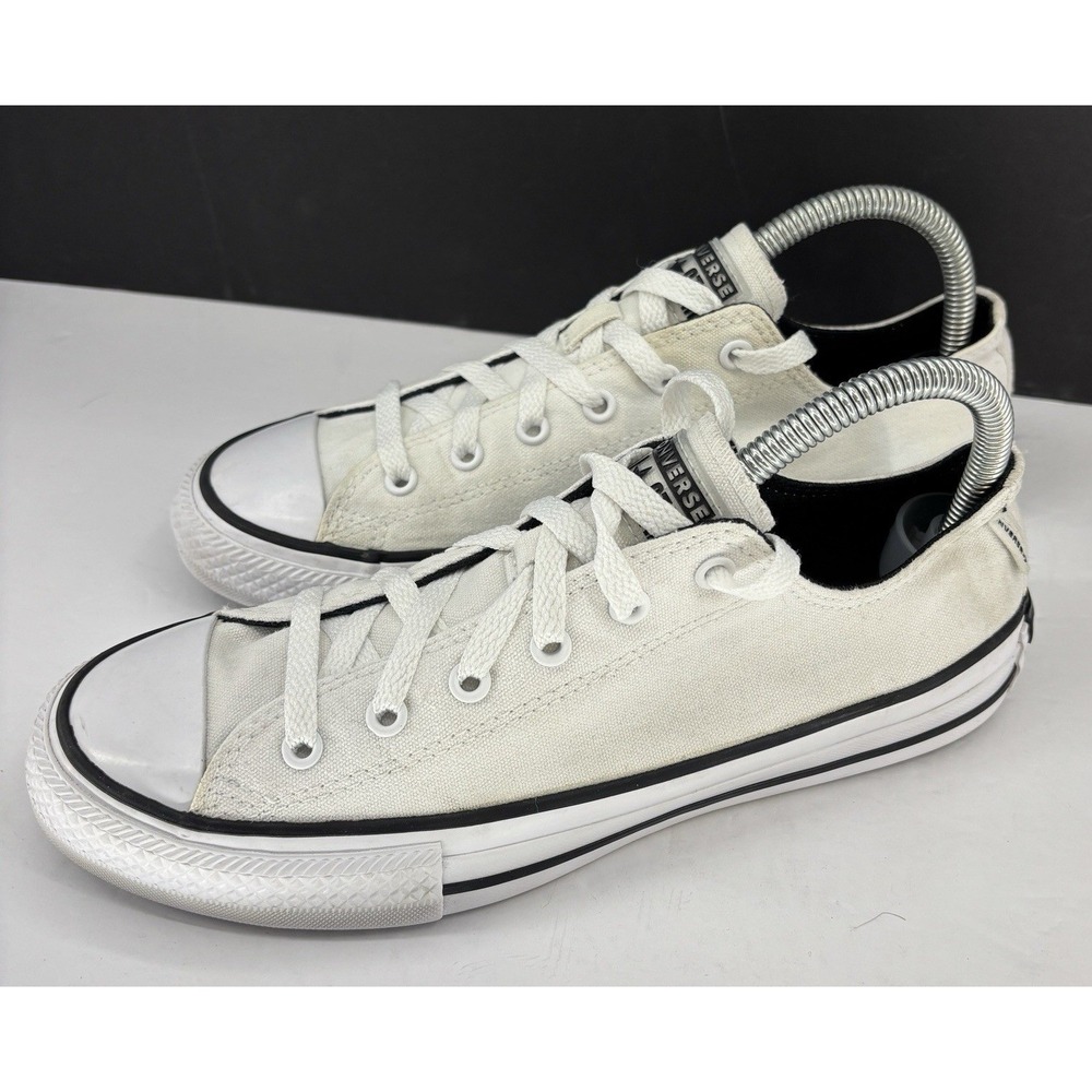 Converse Chuck Taylor All Star OX White Canvas Black Stripe Size 6..... 669783F
